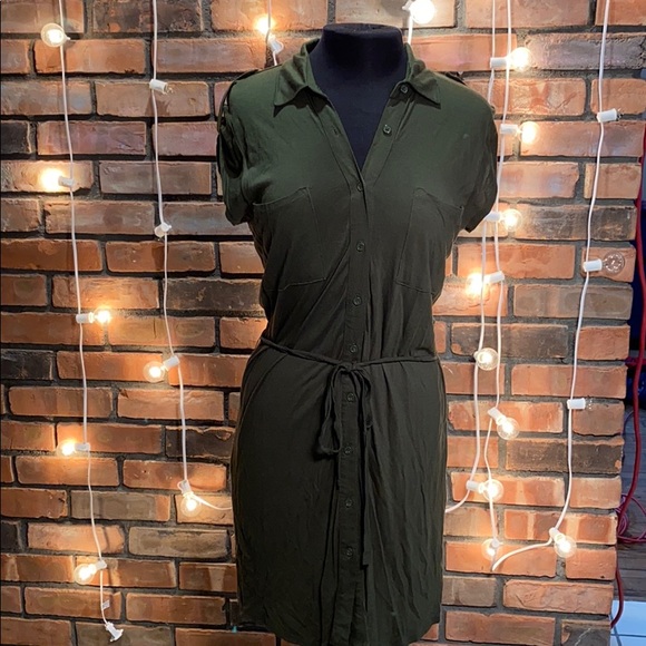 Joe Fresh Dresses & Skirts - Joe Fresh Army Green Button Up Dress Tied Waist M